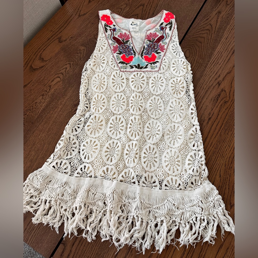 Floral Embroidered cover up Boho Dress